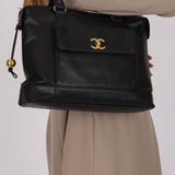 Chanel 1995 Caviar Double-Sided Pocket Tote Bag 24K GP