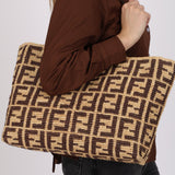 Fendi Roll Large FF Raffia Crochet Shopper