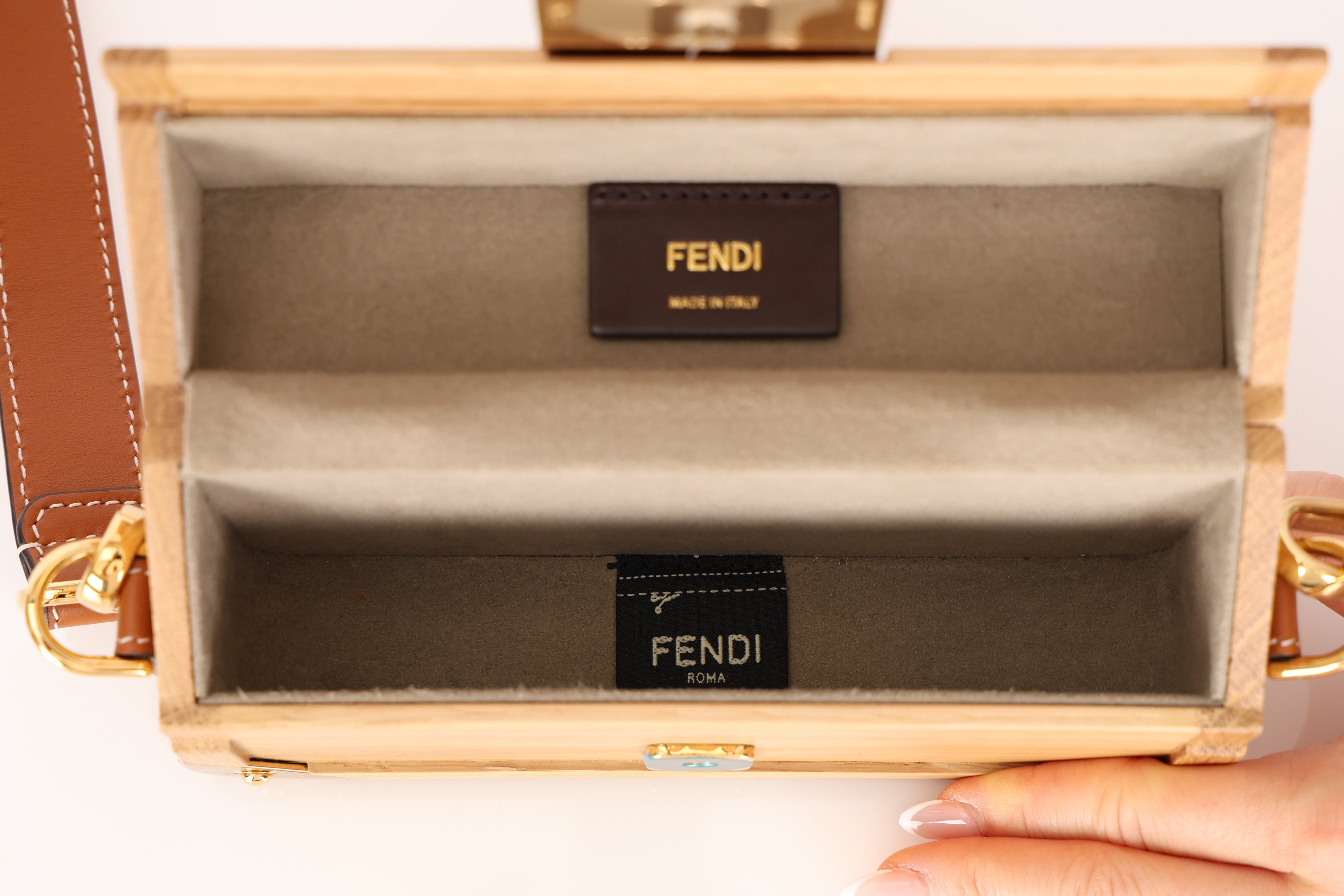 Limited Edition Fendi Wooden Trunk Minaudiere Baguette