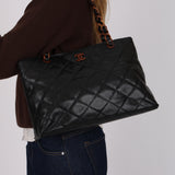 Chanel 2000 CC Quilted Caviar Tortoise Chain Tote