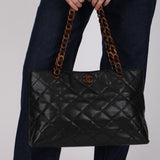 Chanel 2000 CC Quilted Caviar Tortoise Chain Tote