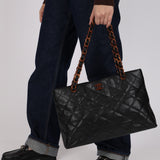 Chanel 2000 CC Quilted Caviar Tortoise Chain Tote