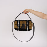 Fendi Multicolor Plaid Brush Broadtail Fur Baguette Bag