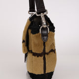 Fendi Multicolor Plaid Brush Broadtail Fur Baguette Bag