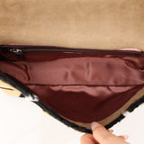 Fendi Multicolor Plaid Brush Broadtail Fur Baguette Bag