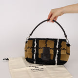Fendi Multicolor Plaid Brush Broadtail Fur Baguette Bag
