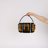 Fendi Multicolor Plaid Brush Broadtail Fur Baguette Bag