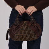 Fendi Zucca Nappa Leather Spy Boston Bag