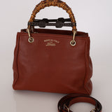 Gucci Terracotta Bamboo Mini Shopper Tote w Strap