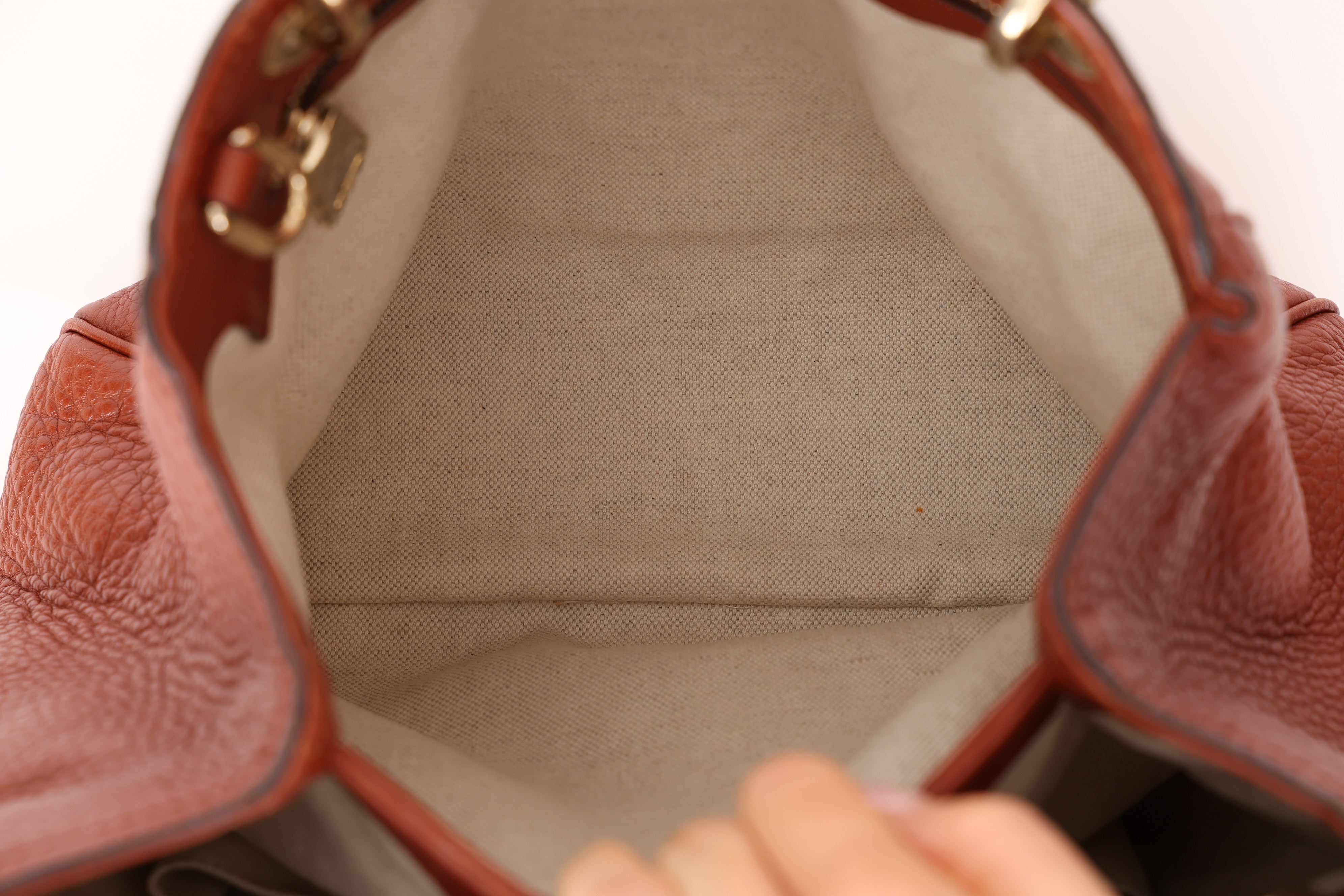 Gucci Terracotta Bamboo Mini Shopper Tote w Strap