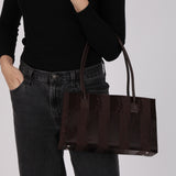 Saint Laurent Chocolate Jacquard Shopper Tote