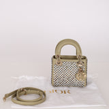 Dior 2022 Sage Calfskin Beaded and Sequins Micro Lady Dior