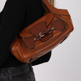 Prada Brown Cuoio Buckle Shoulder Bag