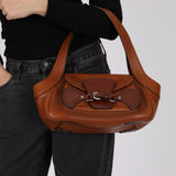 Prada Brown Cuoio Buckle Shoulder Bag