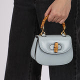 Gucci Baby Blue Python Embossed Leather 1947 Mini Bamboo Top Handle