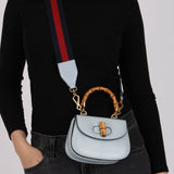 Gucci Baby Blue Python Embossed Leather 1947 Mini Bamboo Top Handle