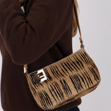 Fendi Brown Beige Zebra Pony Hair Baguette