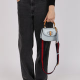 Gucci Baby Blue Python Embossed Leather 1947 Mini Bamboo Top Handle