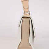 Loewe Creme Leather Studded Damien Shoulder Bag