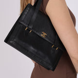 Chanel 1990s Boxcalf CC Embossed Small Tote 24K GP