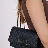 Chanel 2019 Navy Caviar Filigree Small Flap Bag