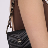 Chanel 2018 Chevron Lambskin Cardholder on Chain
