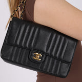 Chanel 1992 Caviar Mademoiselle Medium Flap Bag 24K GP