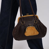 Ultra-Rare Archive Miu Miu Leather Dual Kisslock Frame Shoulder Bag