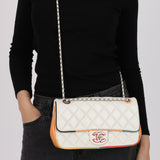 Limited Edition Chanel 2017 Blanc Quilted Lambskin Cuba Color Medium Flap