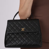 Chanel 2002 Caviar Quilted Turnlock Kelly 24K GP