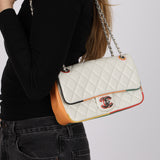 Limited Edition Chanel 2017 Blanc Quilted Lambskin Cuba Color Medium Flap