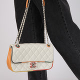 Limited Edition Chanel 2017 Blanc Quilted Lambskin Cuba Color Medium Flap
