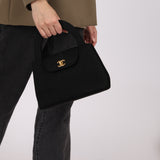 Ultra-Rare Chanel Turnlock Kelly Black Silk Rope 1998 24K GP