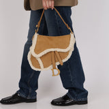 Limited Edition Dior 2020 Medium Shearling Saddle Bag