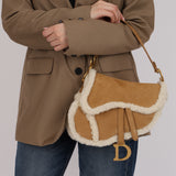 Limited Edition Dior 2020 Medium Shearling Saddle Bag
