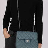 Chanel 2018 Stone Blue Caviar Urban Companion Medium Flap