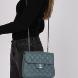 Chanel 2018 Stone Blue Caviar Urban Companion Medium Flap