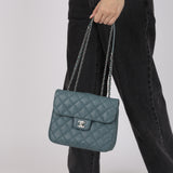 Chanel 2018 Stone Blue Caviar Urban Companion Medium Flap