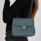 Chanel 2018 Stone Blue Caviar Urban Companion Medium Flap