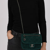 Chanel 2015 Deep Teal Wool Mini Paris-Salzburg Edelweiss Single Flap