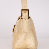 Rare Fendi Beige Goatskin Rose Quartz Double Flap Baguette