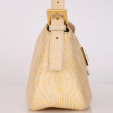 Rare Fendi Beige Goatskin Rose Quartz Double Flap Baguette