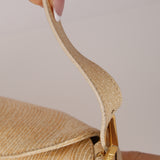 Rare Fendi Beige Goatskin Rose Quartz Double Flap Baguette