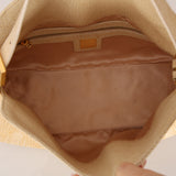 Rare Fendi Beige Goatskin Rose Quartz Double Flap Baguette