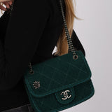 Chanel 2015 Deep Teal Wool Mini Paris-Salzburg Edelweiss Single Flap