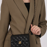 Rare Chanel Mini Square Flap Black Caviar 2005 24K GP