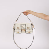 Fendi Blanc Leather Romano Multi Pocket Baguette
