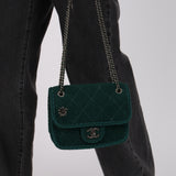 Chanel 2015 Deep Teal Wool Mini Paris-Salzburg Edelweiss Single Flap