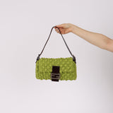 Fendi Lime Green Crochet Popcorn Baguette