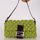Fendi Lime Green Crochet Popcorn Baguette